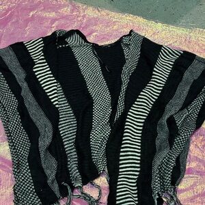 Black and White Striped Shawl